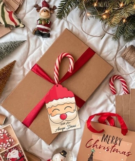 Personalized Christmas Gift Tags - Santa Face - Set of 10