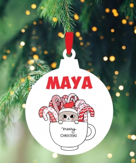 Personalized Christmas Ornaments Kitty In A Cup