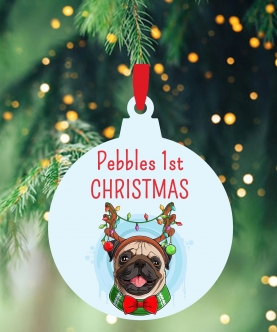 Personalized Christmas Ornaments Festive Pug