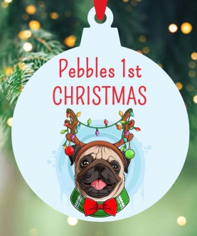 Personalized Christmas Ornaments Festive Pug