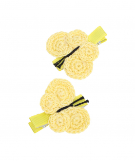 This And That By Vedika Handcrochet Circular Butterfly Alligator Clips-Light Yellow