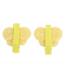This And That By Vedika Handcrochet Circular Butterfly Alligator Clips-Light Yellow