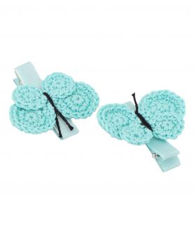 This And That By Vedika Handcrochet Circular Butterfly Alligator Clips-Mint