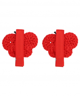 This And That By Vedika Handcrochet Circular Butterfly Alligator Clips-Red