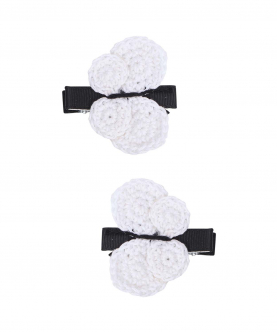 This And That By Vedika Handcrochet Circular Butterfly Alligator Clips-White