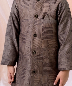Cotton Silk Sherwani With Matching Kurta And Pants