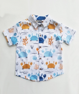 Crab Print Shirt For Boys In Crab Print
