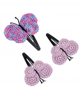This And That By Vedika Handcrochet Circular Butterfly Snap Clips-Set Of 3
