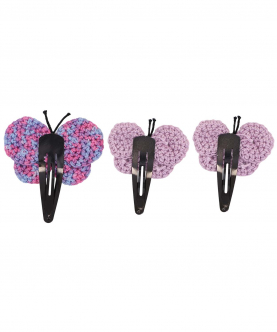 This And That By Vedika Handcrochet Circular Butterfly Snap Clips-Set Of 3