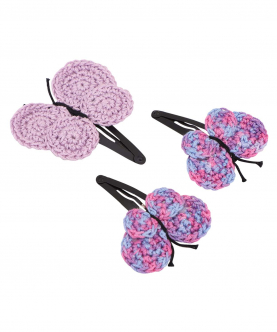 This And That By Vedika Handcrochet Circular Butterfly Snap Clip-Set Of 3 Lavender