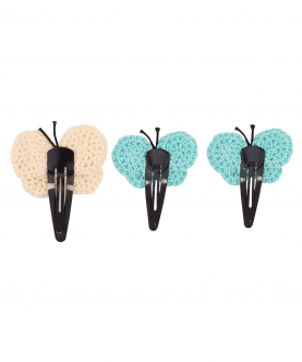 This And That By Vedika Handcrochet Circular Butterfly Snap Clips Set Of 3-Off White
