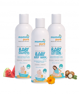 Baby Skincare Essential Bundle With Body Wash (120ml), Tear-Free Baby Shampoo (120ml) & Baby Body Lotion (120ml)