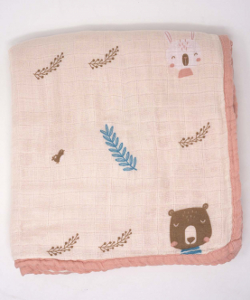 Bamboo Muslin Double Sided Big Blanket-Woodland Friends