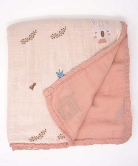 Bamboo Muslin Double Sided Big Blanket-Woodland Friends