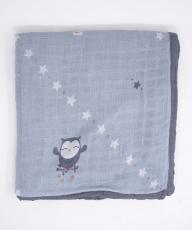 Bamboo Muslin Double Sided Baby Blanket-Wise Owl