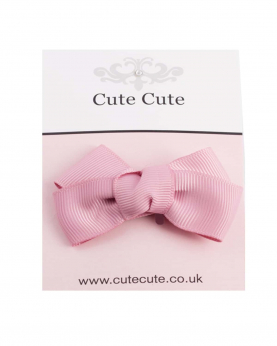 Grosgrain bow clip with knot in dusky pink