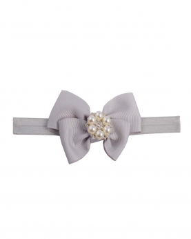 Large double bow with pearl and diamante stone on headband 