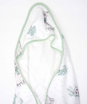Bamboo Terry Double Sided Hooded Towel-Lama Greens