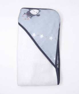 Bamboo Terry Double Sided Hooded Towel-Wise Owl