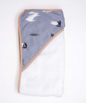 Bamboo Terry Double Sided Hooded Towel-Rabbit Farm