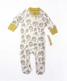 Baby Bamboo Footed Sleepsuit-Mighty Lion