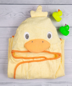 Baby Moo Duck Yellow Animal Face Hooded Towel