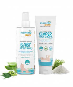 Soothe & Refresh Baby Bottom Wash 140ml & MommyPure The Caring Touch Diaper Rash Cream 50gm Combo
