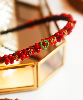 Crimson Jewel Beaded Hairband