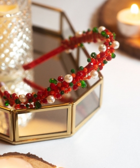 Jewels Beaded Red Hair Band 
