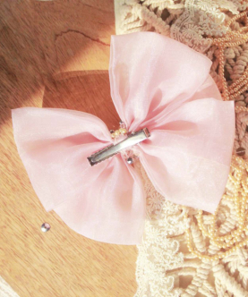 Peach Statement Bow Hairclips 