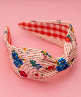 Floral Stripes Printed Turban Hairband