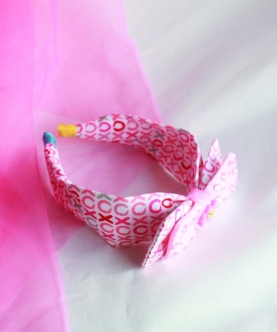 Pink Rainbow Embellished Velvet Bow Hairband