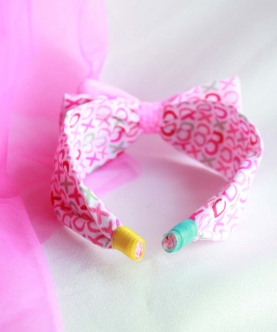 Pink Rainbow Embellished Velvet Bow Hairband