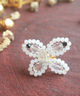 Christmas White Beads Embellished Ring 