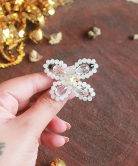 Christmas White Beads Embellished Ring 