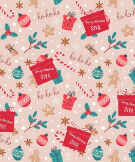 Christmas Gift Wrapping Paper- We Heart Theme-5 Large Sheets
