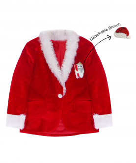 Red Christmas Jacket With Two Detachable Brooches