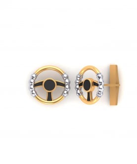 Cciki Smarty Steering Wheel Cufflinks with Gold Plating in Sterling Silver