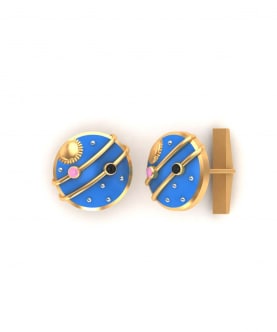 Cciki Dreamy Celestial Enamelled Cufflinks with Gold Plating in Sterling Silver