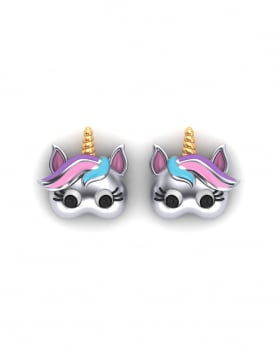 Cutesy Colorful Unicorn Earrings In 14 Kt Gold