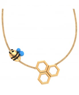 Cciki Bee- Hive Necklace In Sterling Silver With Black Enamel