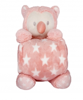 Baby Moo Owl Pink Star Toy Blanket