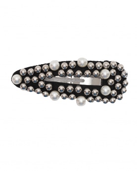 Opaline Clip - grey with white pearls