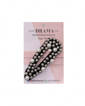 Opaline Clip - grey with white pearls