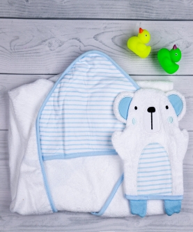 Baby Moo BFF Bear Blue Hooded Towel
