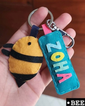 Character With Name Keychain-Bee
