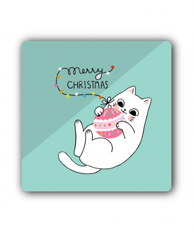 Personalised Christmas Cat Coaster