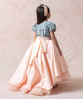Casal Grey Pink Printed Princess Silk Gown