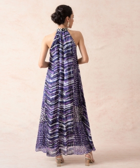 Chevron Weave Halter Neck Bias Dress & Asymmetrical Hemline