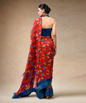 Hand Embroidered Blouse With Saree